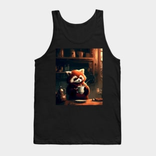 Red panda coffee break Tank Top